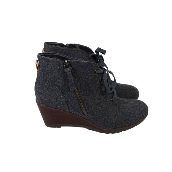Dr Scholls Gray Wedge Ankle Boots Booties Women Size 10 M Polyester Wool Blend - Picture 3 of 10